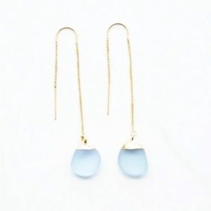 Rise Hawaii Sea Glass Threader Earrings Sky Blue